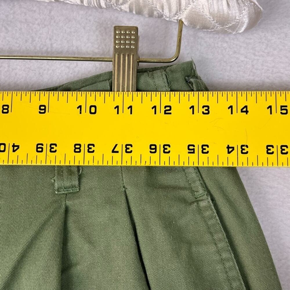 Nano & Co Pants Women's Size 38 Green Pleated Front Wide Leg Slash Pocket Chino - Picture 10 of 10